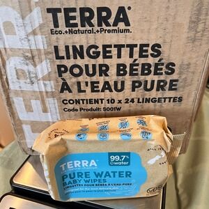 Terra Pure Water Baby Wipes Eco Natural Premium 10 x 24 Count 240 Wipes